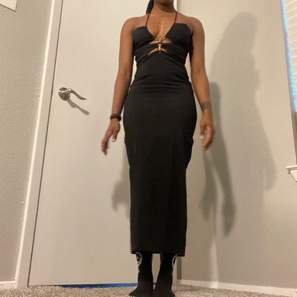 Dresses & Skirts - Black Halter Bodycon Maxi Dress for Night Out